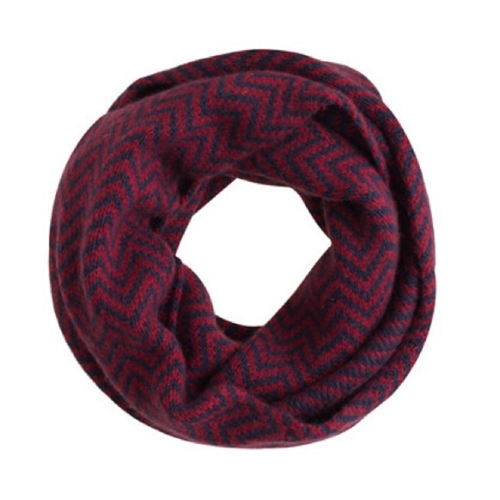 J Crew Maroon & Navy Wool Chevron Scarf